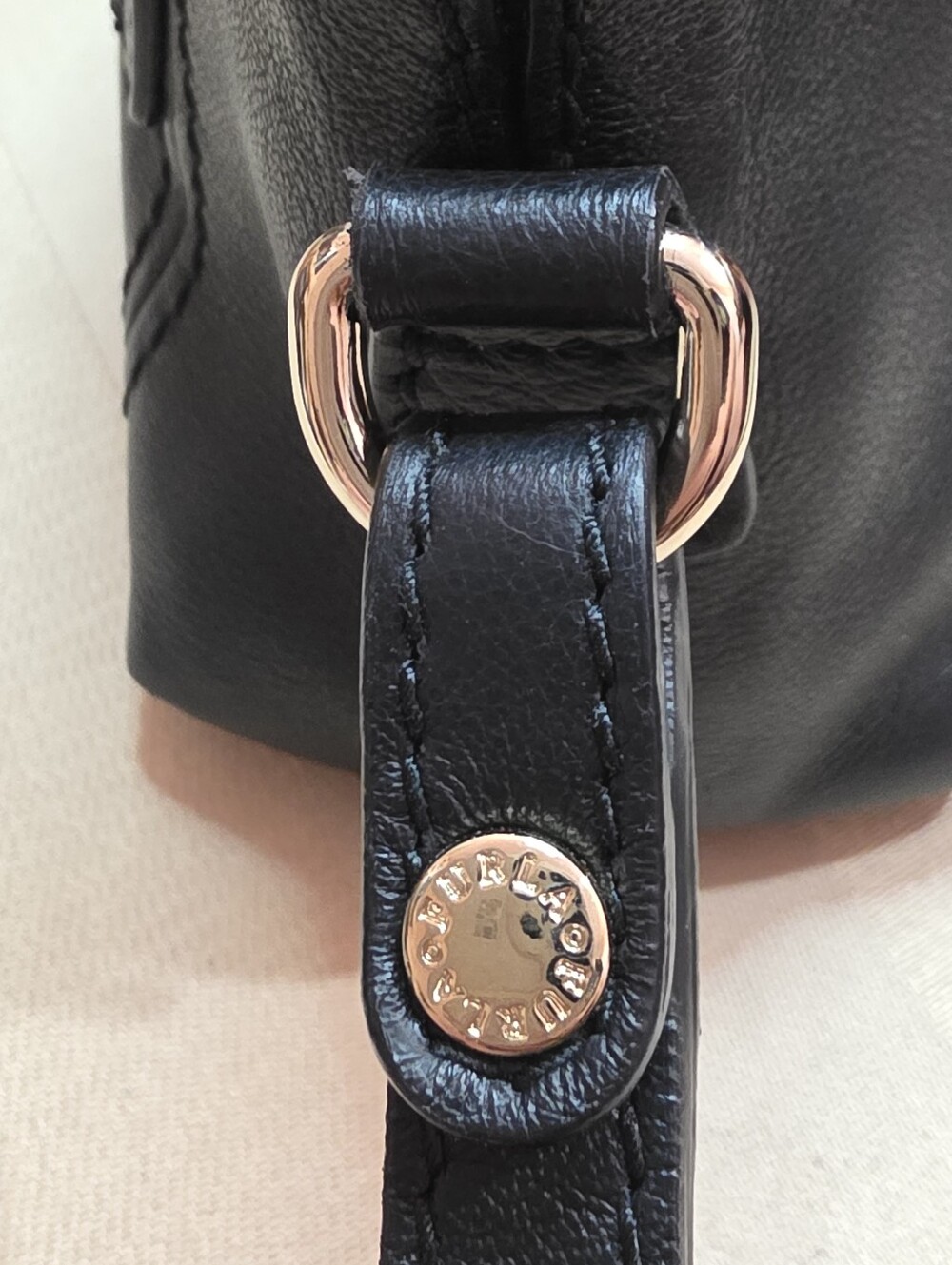 GENUINE FURLA BLACK LEATHER CROSS BODY SATCHEL PURSE LIKE NEW CONDITION - Picture 4 of 11